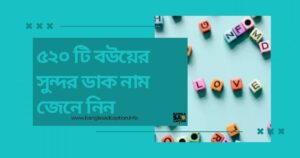 ৫২০ টি বউয়ের সুন্দর ডাক নাম জেনে নিন